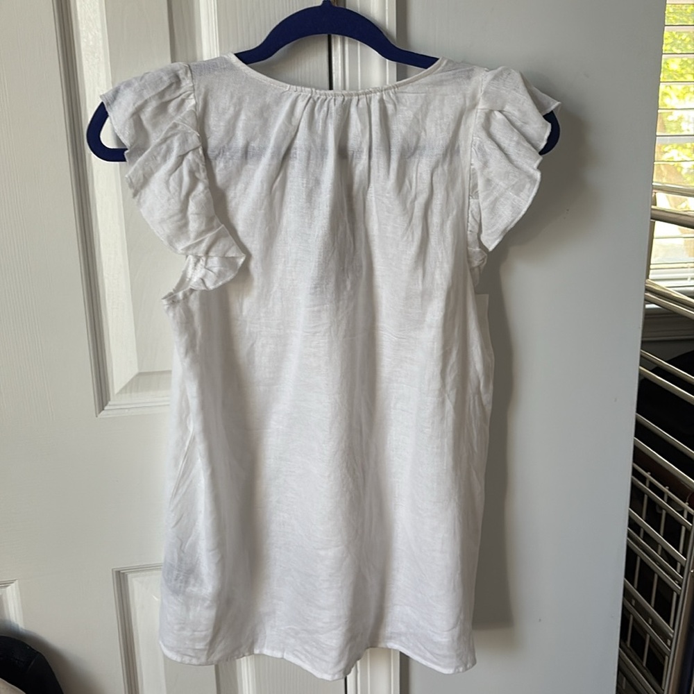 White Ruffled Sleeve Top